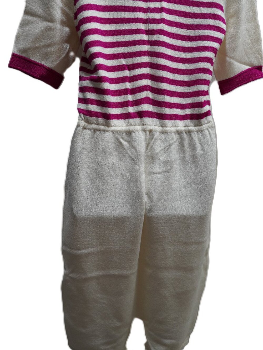 70s St. John Cream and Magenta Striped Dress size 10 - Picture 7 of 7